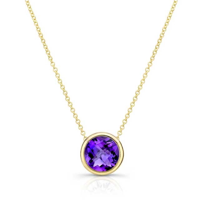 Yellow Gold Bezel Amethyst Necklace