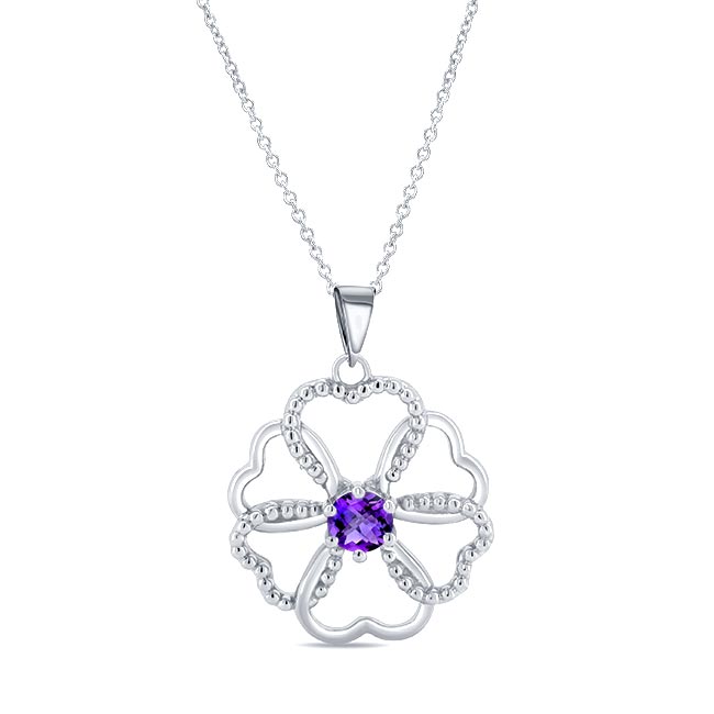 Amethyst Silver Heart Necklace