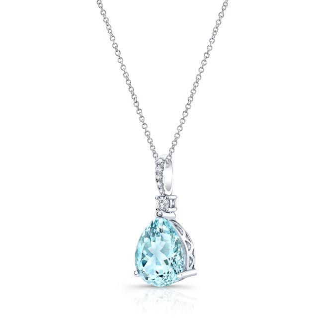 Pear Shape Aquamarine And Diamond Necklace Image 2