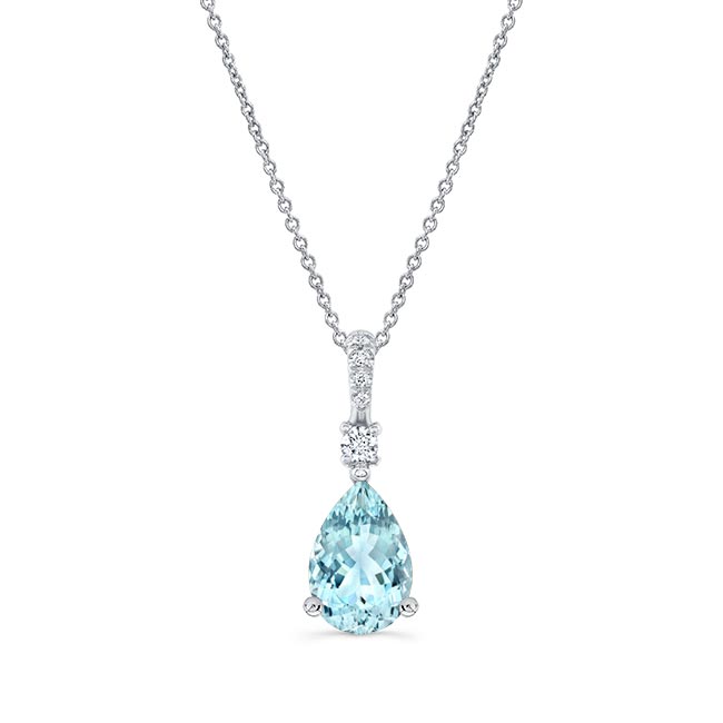 Pear Shape Aquamarine And Diamond Necklace