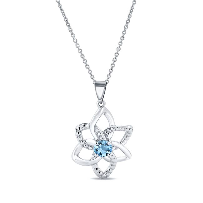 Aquamarine Silver Flower Necklace