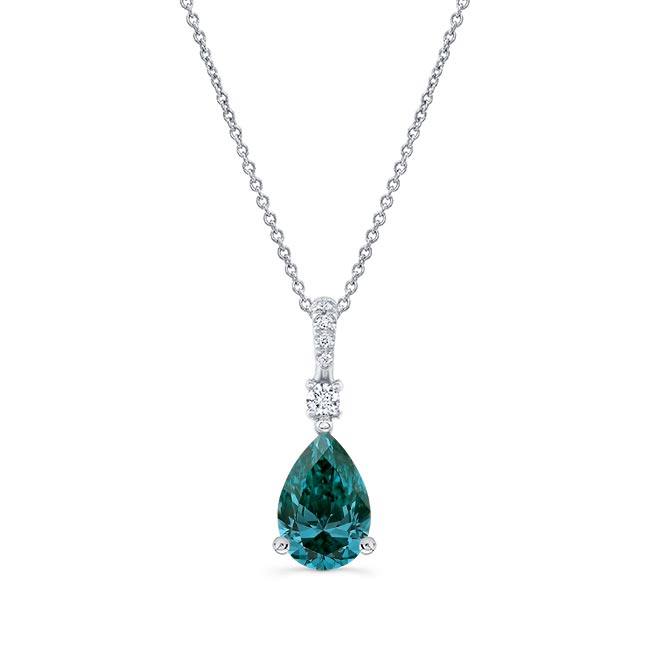 Pear Shape Blue Diamond Necklace