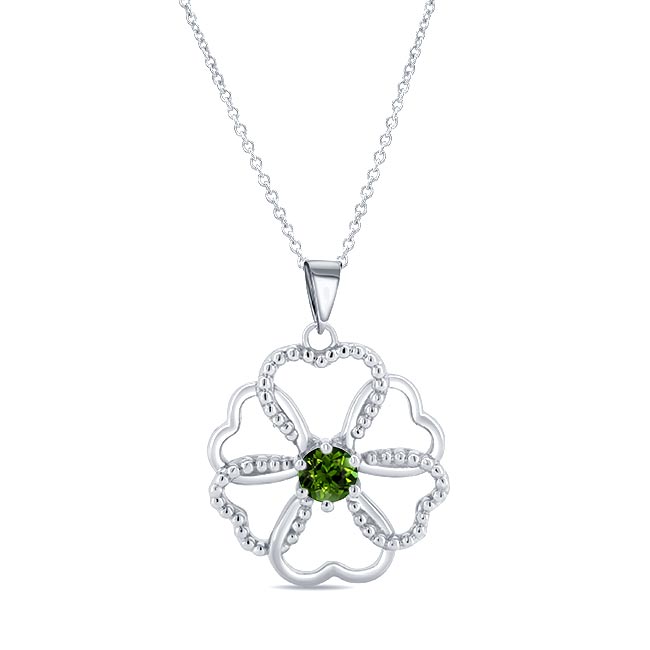 Green Tourmaline Silver Heart Necklace