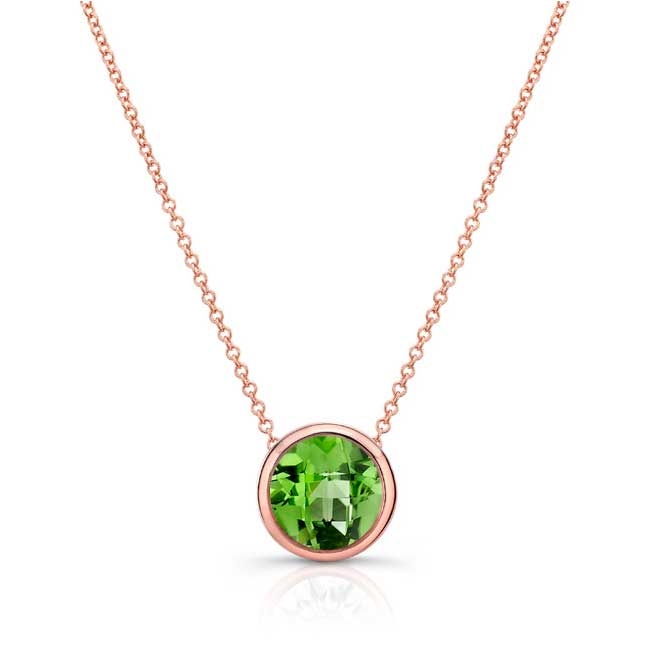 Rose Gold Bezel Peridot Necklace