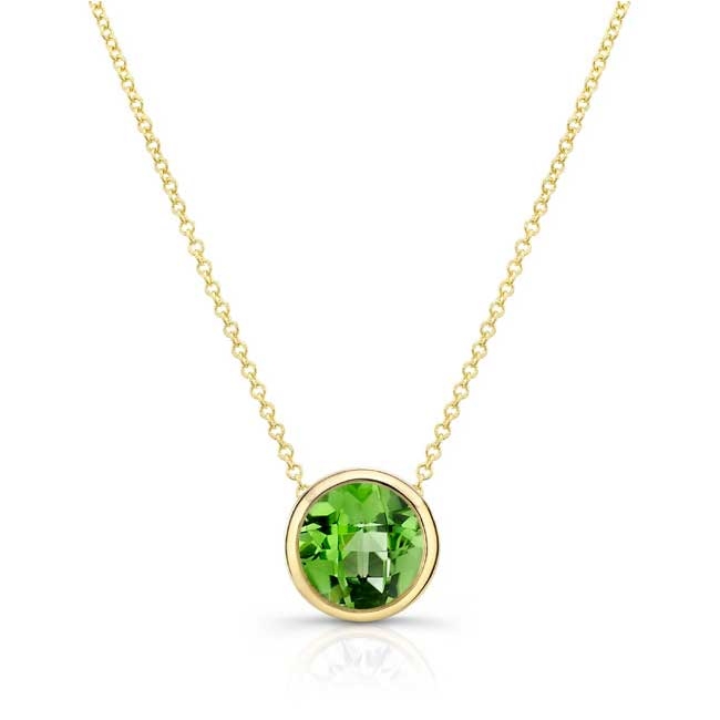 Yellow Gold Bezel Peridot Necklace