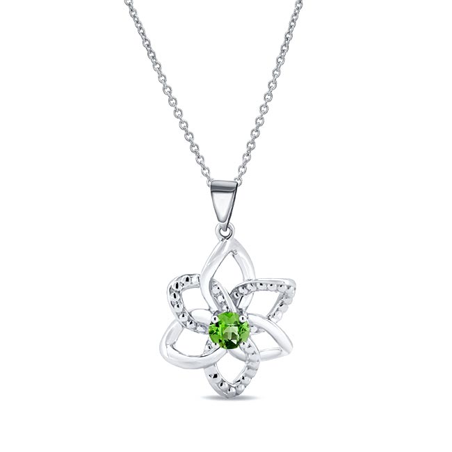 Peridot Silver Flower Necklace