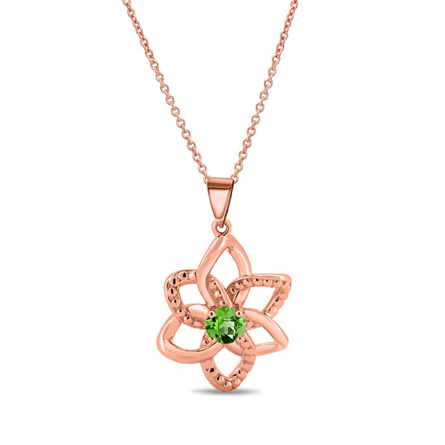 Rose Gold Peridot Flower Necklace