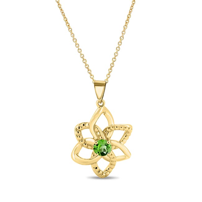 Yellow Gold Peridot Flower Necklace