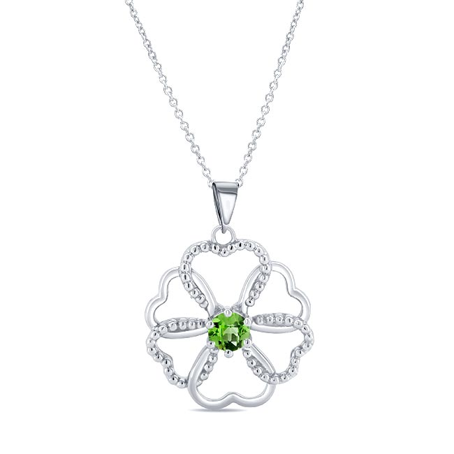 Peridot Silver Heart Necklace