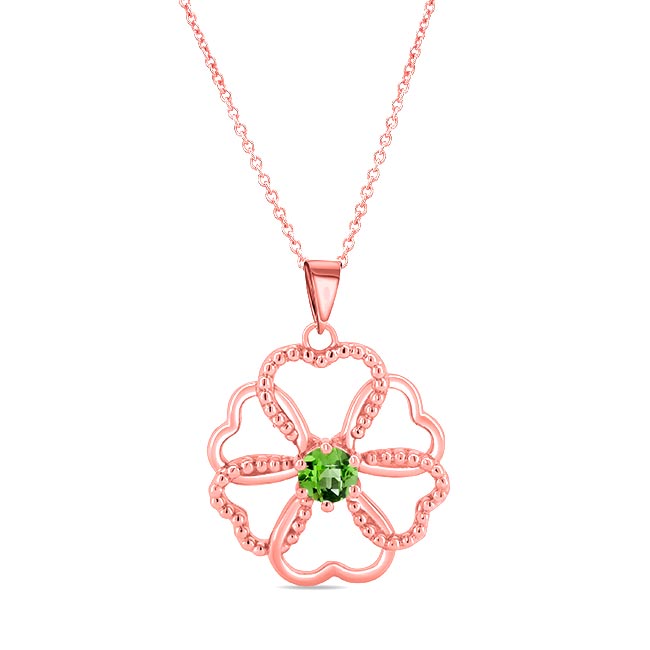 Rose Gold Peridot Heart Necklace