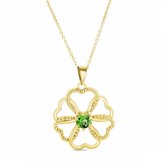 Yellow Gold Peridot Heart Necklace