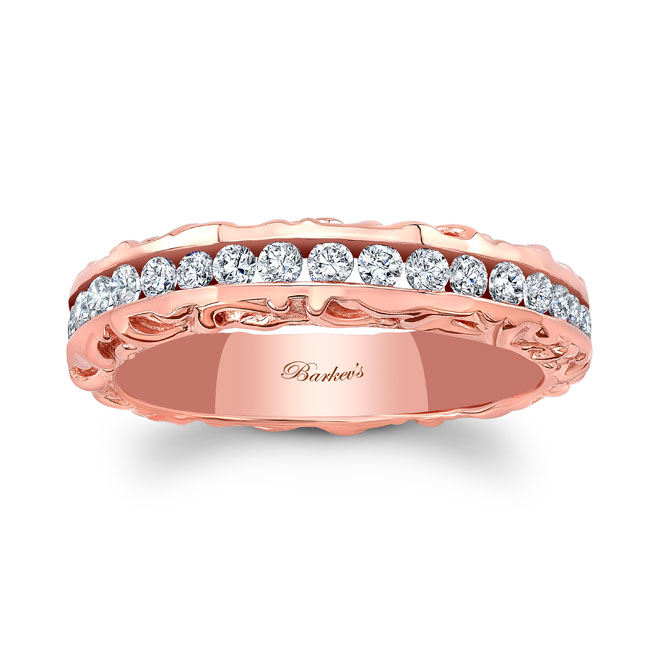 Rose Gold Vintage Channel Set Diamond Wedding Band