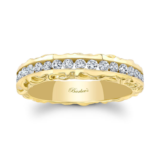 Yellow Gold Vintage Channel Set Diamond Wedding Band