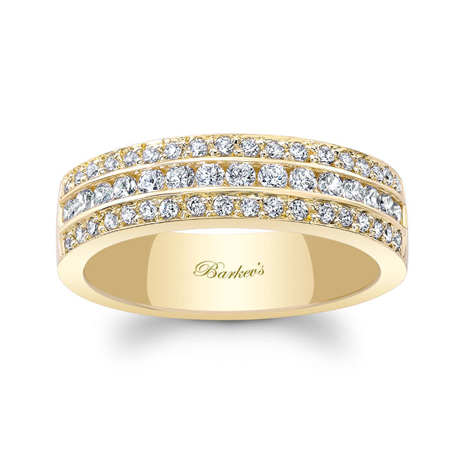 Three Row Diamond Wedding Band