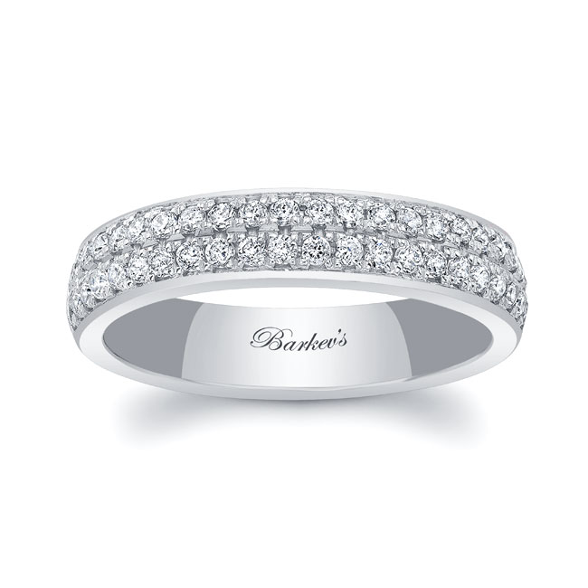 4mm Two Row Domed Diamond Wedding Band