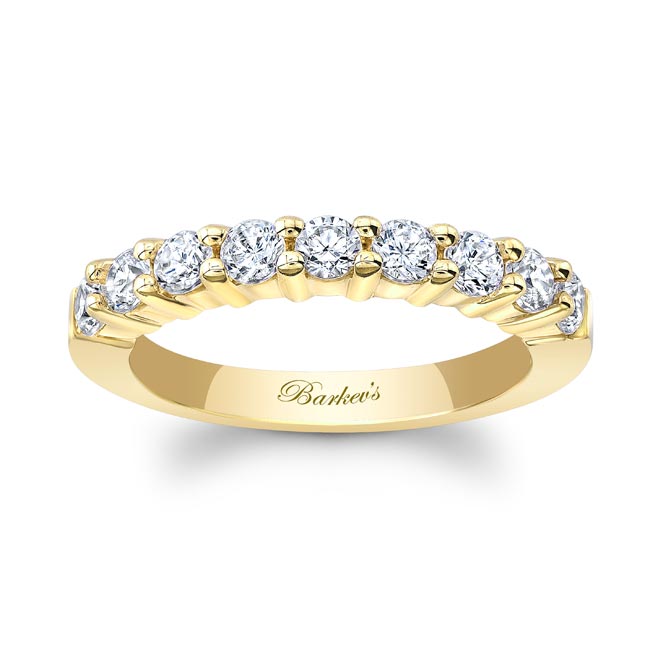 Yellow Gold 9 Diamond Wedding Band