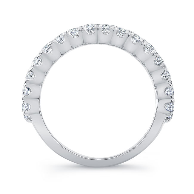 White Gold Wide Three Row Diamond Wedding Band Image 2