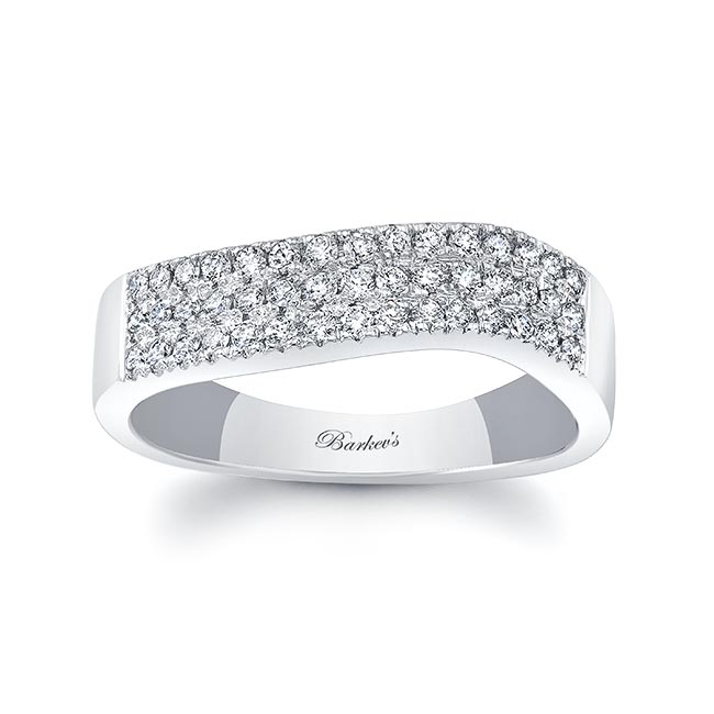 White Gold Curved Diamond Wedding Band